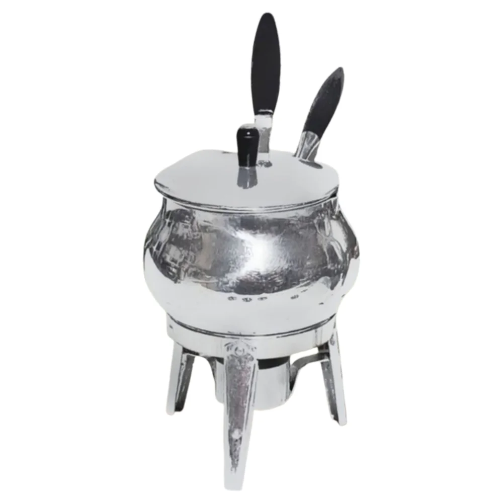 Vintage Puralum Aluminum Fondue Pot with Stand & Utensils | Italy | Mid-Century